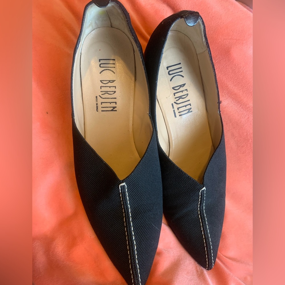 Fabulous Italian Luc Berjen Slip On Gorgeous Black Shoes EU 38.5, US 7.5